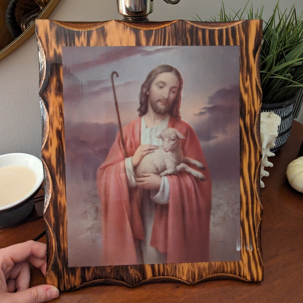 Vintage Jesus the Shepherd Wall Hanging